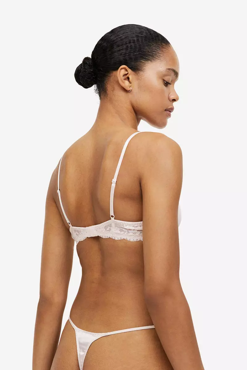 Buy H&M Non-padded underwired satin and lace bra 2024 Online