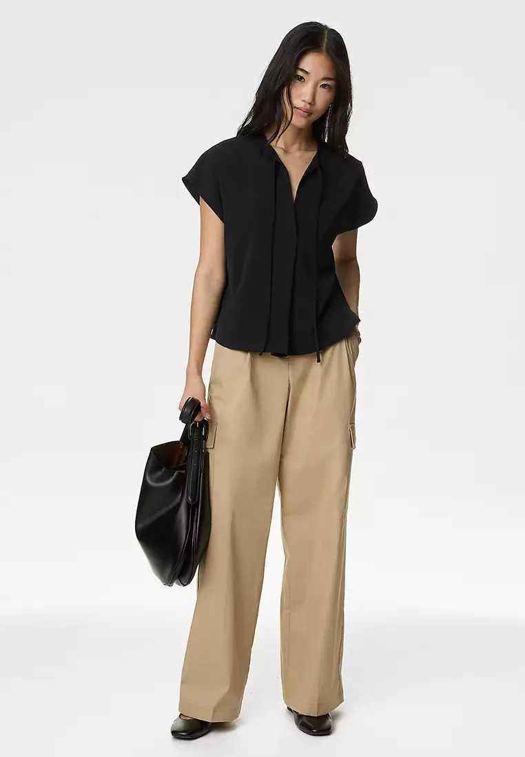 Tie Neck Popover Blouse