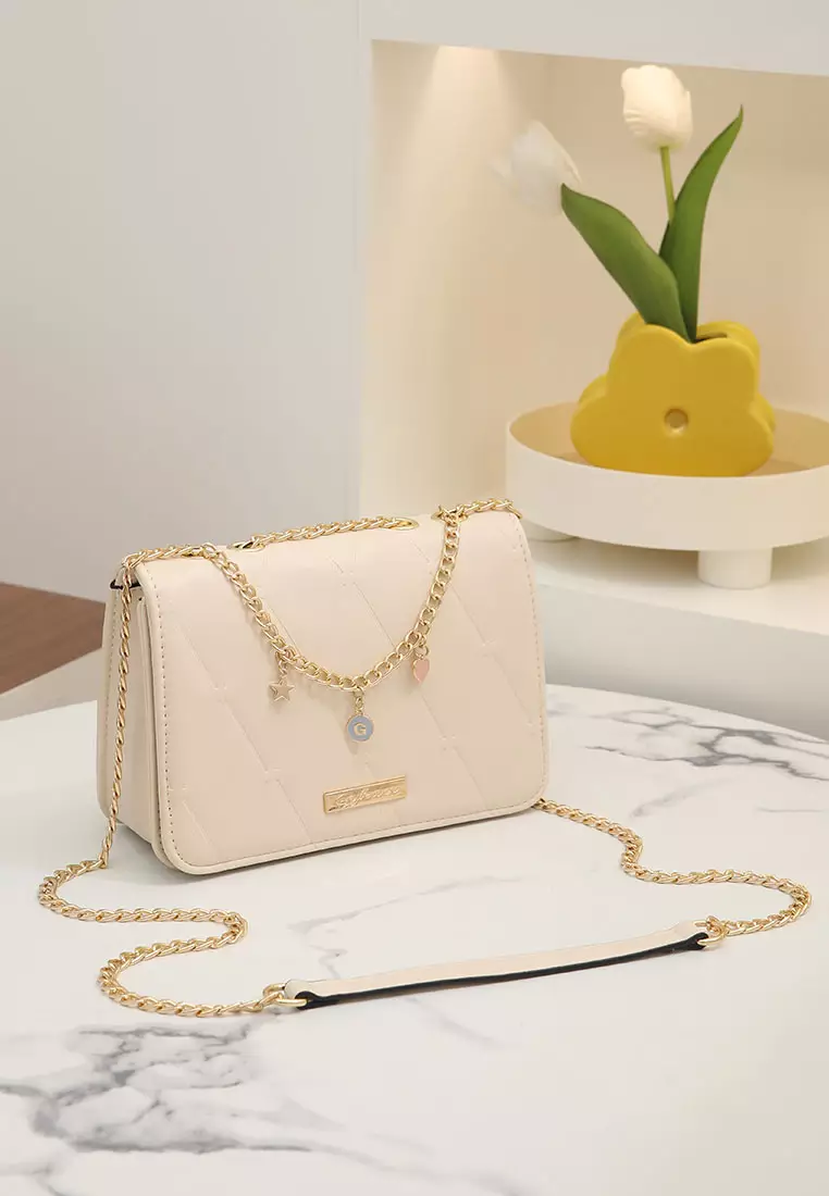 GYKACO NAERA Beige - Tas Wanita Sling Bag - Fashion Top Handle Bag (Import)