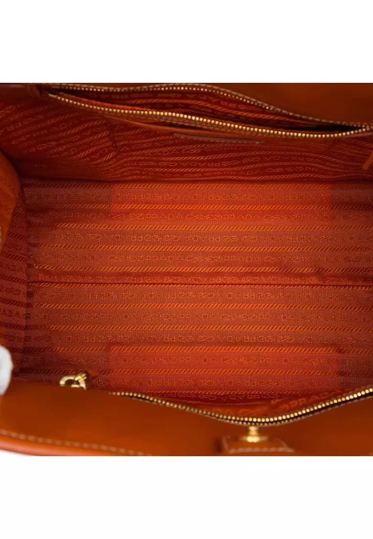 Pre-Loved Prada Saffiano Trimmed Canvas Canapa Satchel