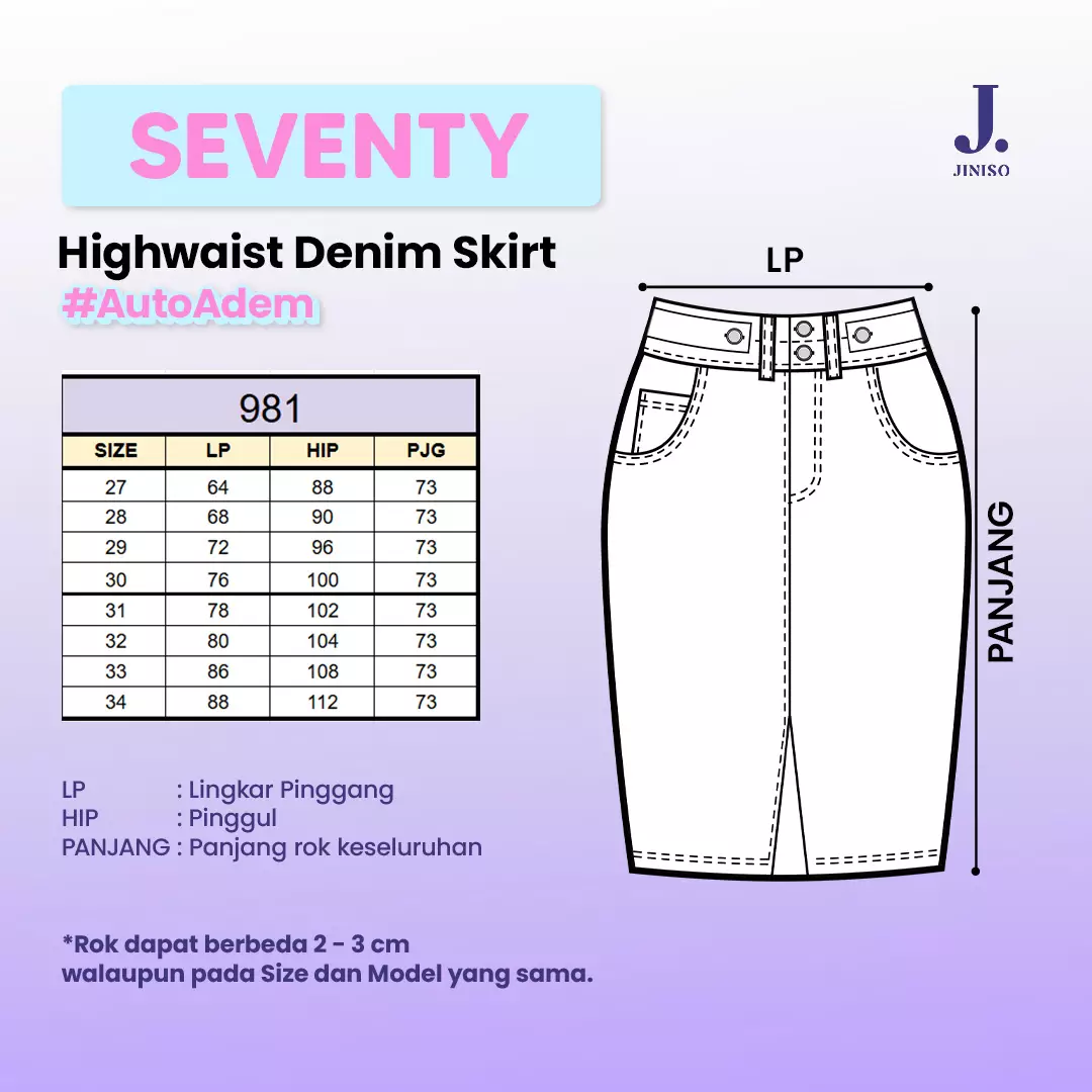 Highwaist Rok Jeans Panjang 981 SEVENTY