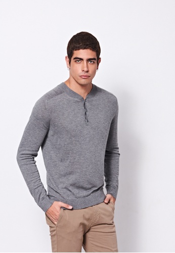 United Colors of Benetton grey V-neck Knitted Sweater A8708AA26E48F8GS_1