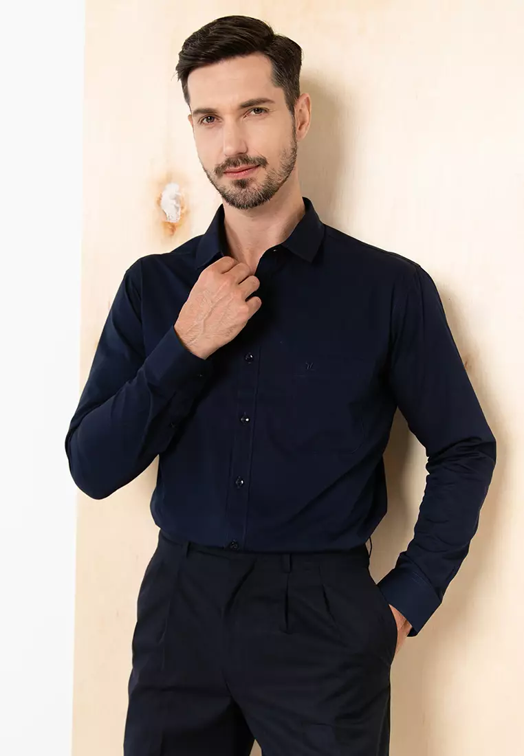 Dark blue business shirt new arrivals