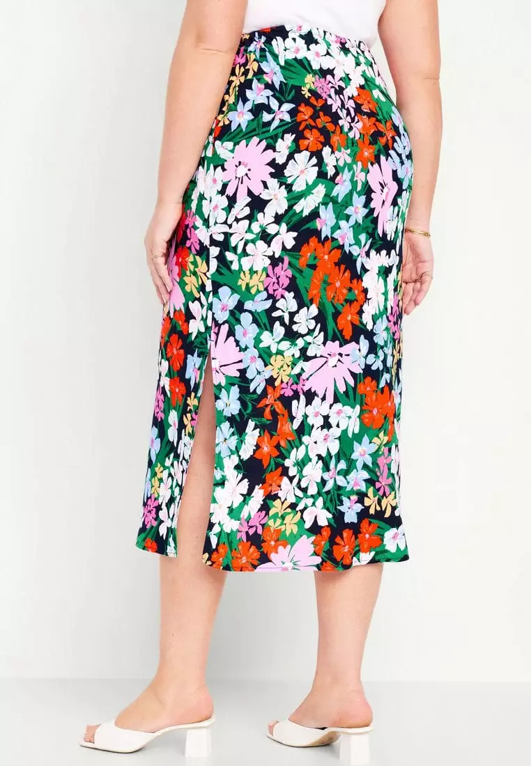 High-Waisted Midi Slip Skirt for Women