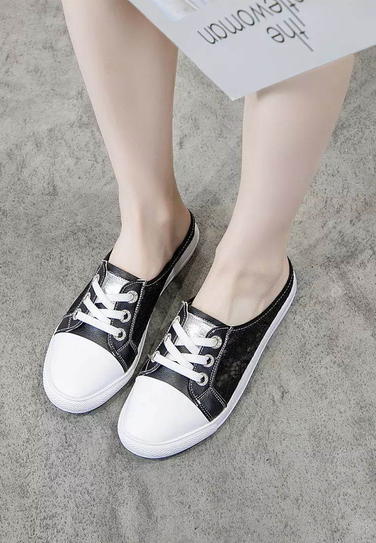 Comfortable Lace Stitched Leather Slip-Ons RX9917
