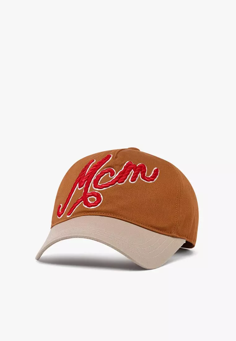 MCM ロゴプリント キャップ ブラウン Buy MCM Logo Embroidery Cap in Cotton Twill 2025 Online | ZALORA