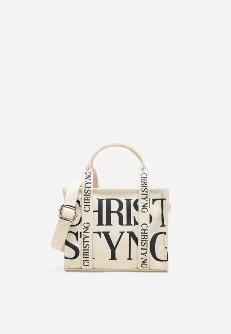 Tokyo Micro Print Tote Bag Beige
