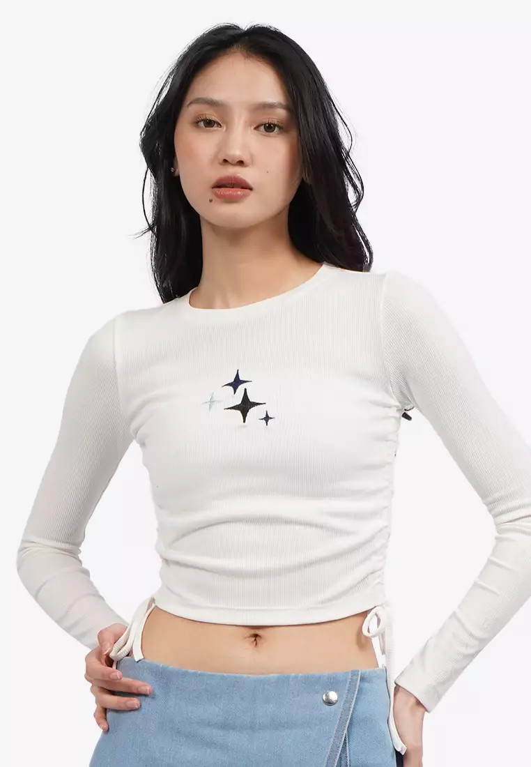 Long Sleeve Top with Side Drawstring