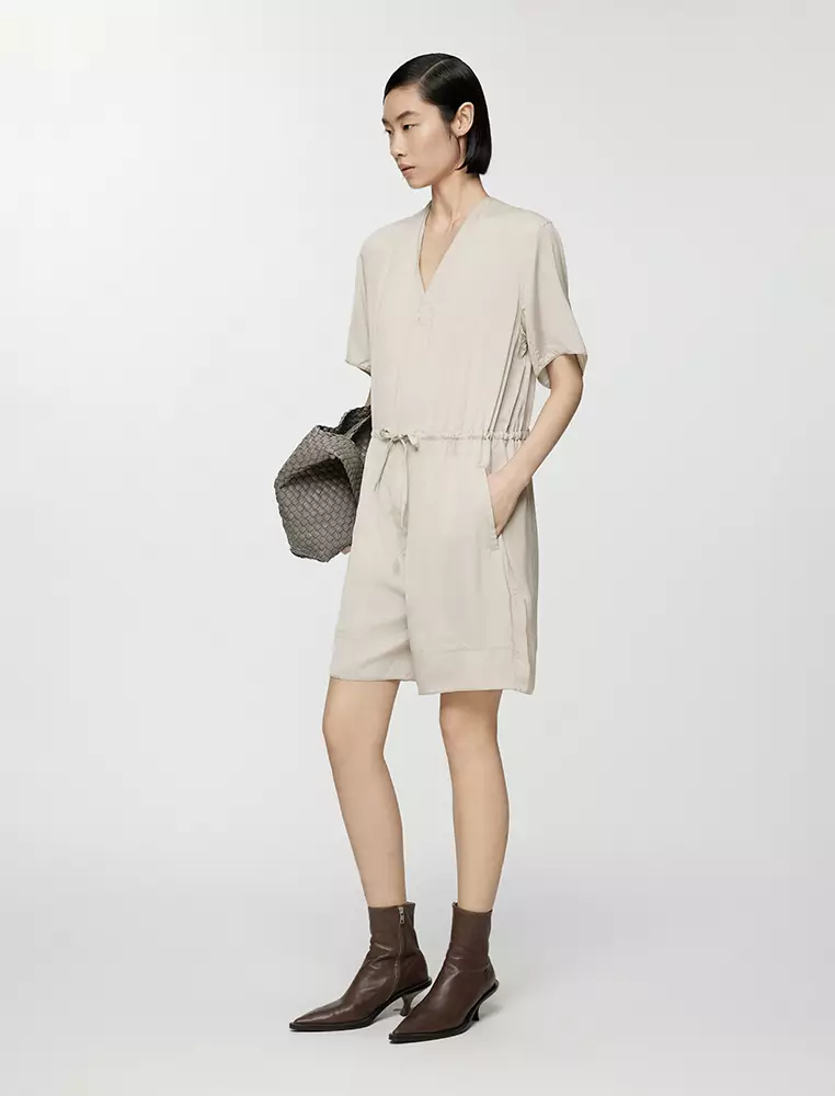 V-Neck Short Sleeve Jumpsuit