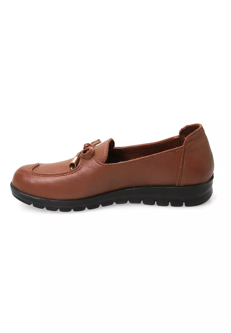 Flat Loafers Sepatu Kerja Wanita Casual Fashion High Quality - Brown