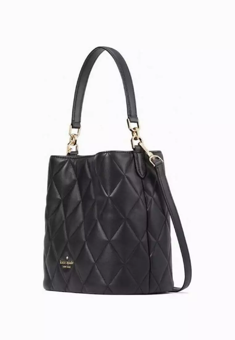 Kate Spade Carey Quilted Leather Bucket Bag Black