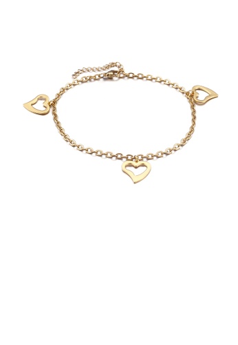 Glamorousky silver Fashion and Simple Plated Gold Heart-shaped 316L Stainless Steel Anklet A00CEAC491CCDAGS_1