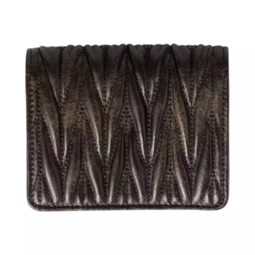 Small Matelassé Nappa Leather Wallet Coffee