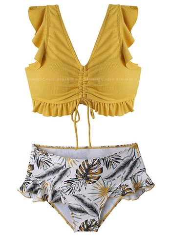 Halo yellow (3pcs)  Ruffle Bikini Swimsuit B45C2USD11ECE8GS_1