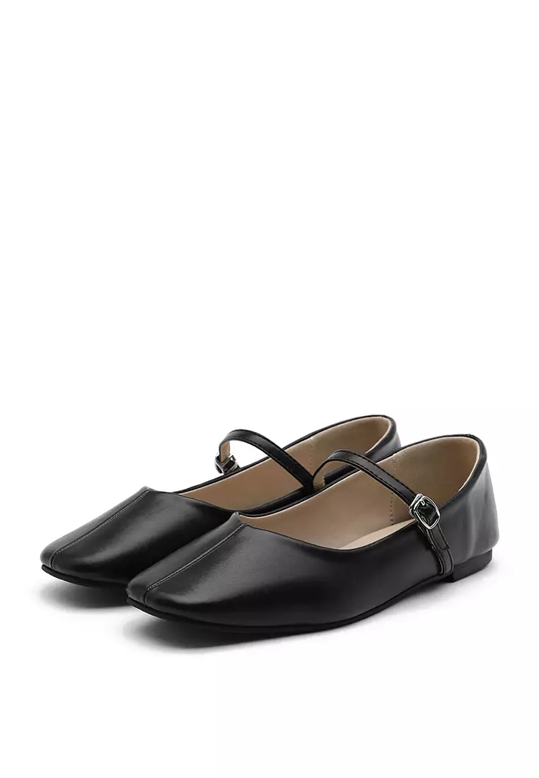 Melliji 方頭拼接瑪莉珍平底鞋 (1cm)