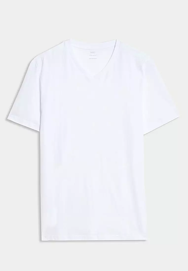 Pure Cotton V Neck T-Shirt