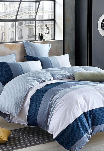 MOCOF white and blue Bluerow Duvet Cover Set 5 in 1 100% Pure Cotton 840TC 8A6CCHL2EE0551GS_1