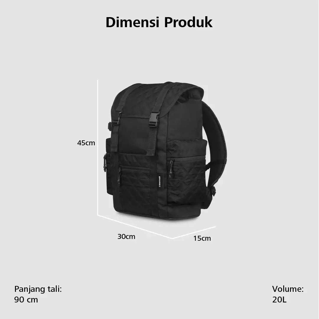 Author Overrow Laptop Backpack 14 Inch Tas Ransel Kerja Kuliah Sekolah Quilt - Hitam