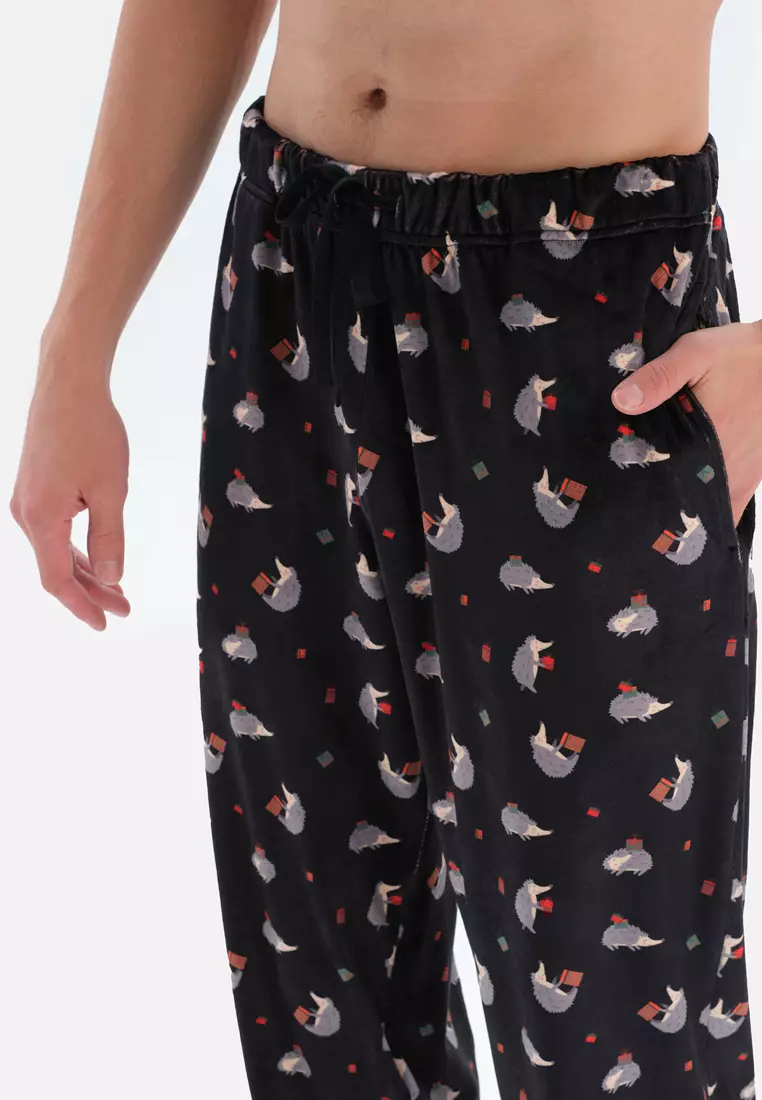 Buy DAGİ Black Christmas Pants, Animal Printed, Slim Fit, Long Leg
