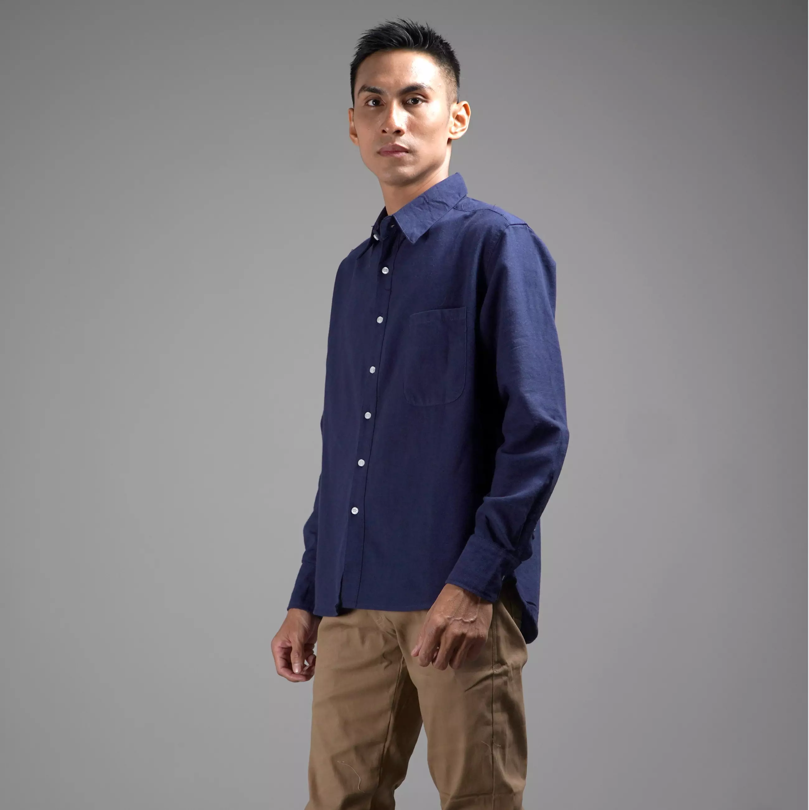  FERNANDO Workshirt Kemeja Polos Kemeja Pria Work Shirt - NAVY