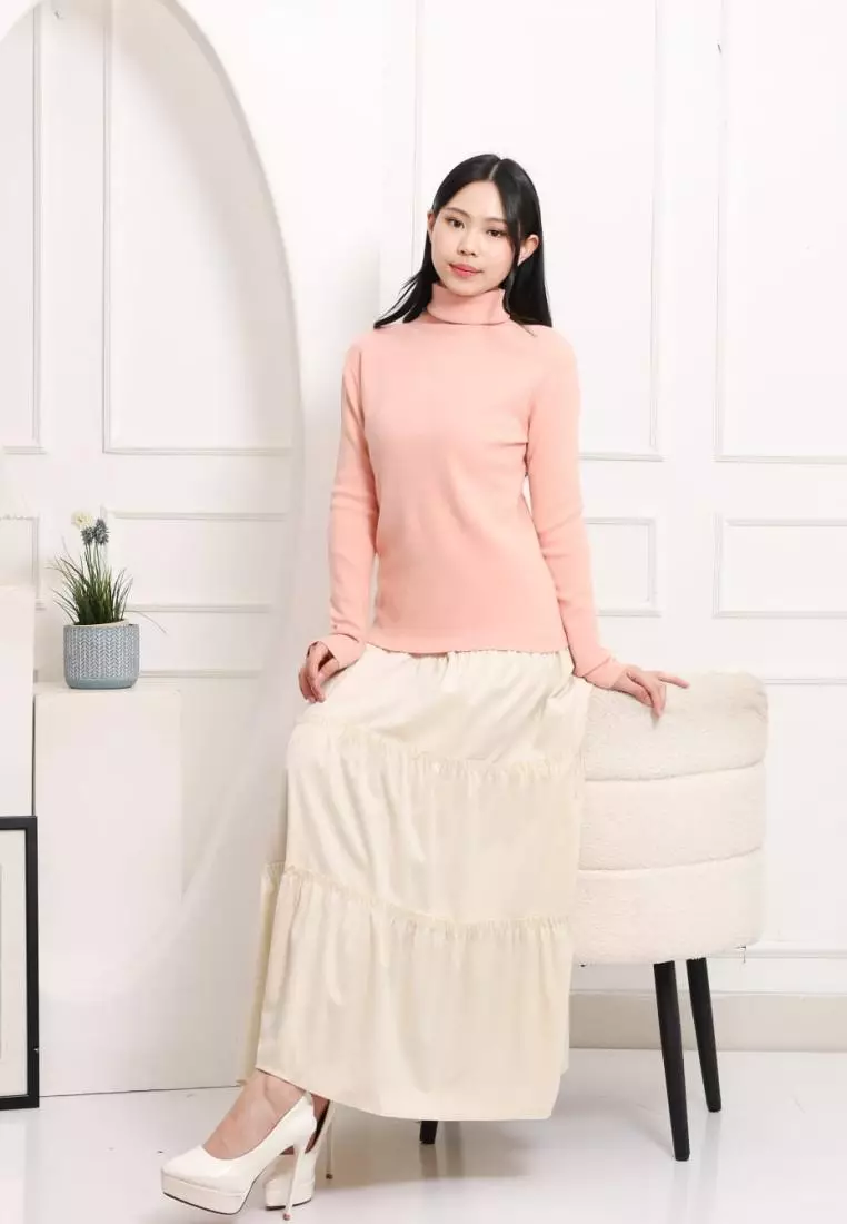 Avrora Turtleneck Knit Blouse in Pink