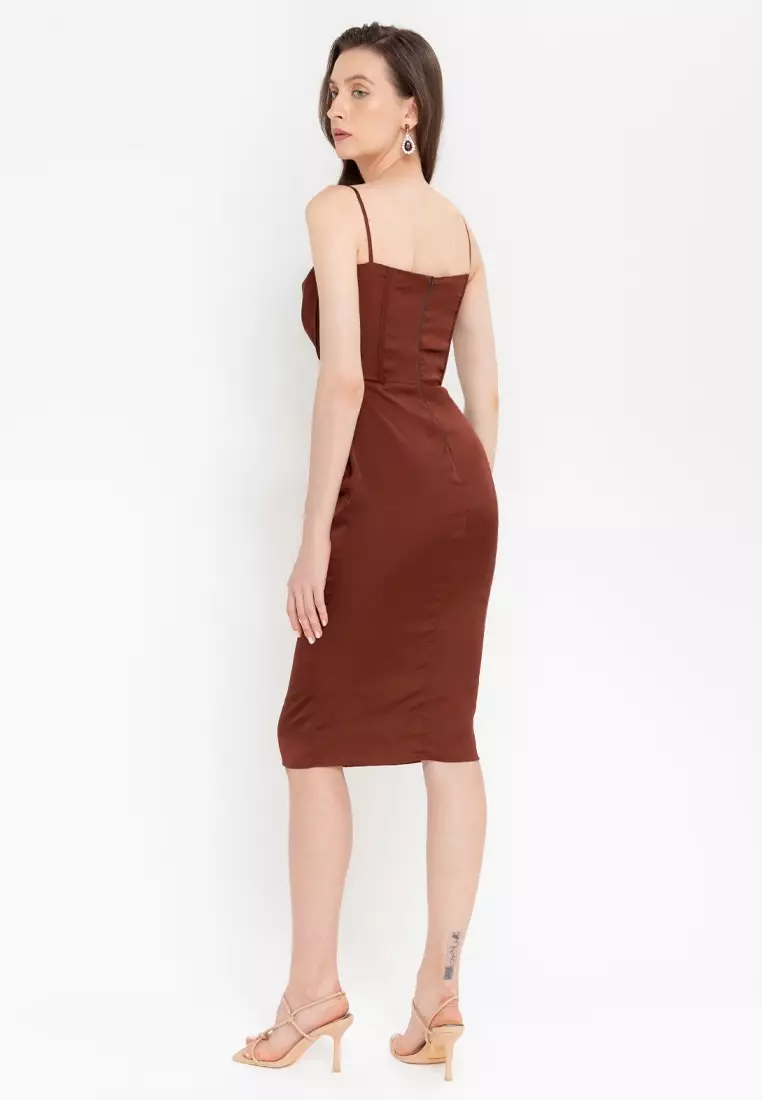 Milan Corset Cowl Midi Dress