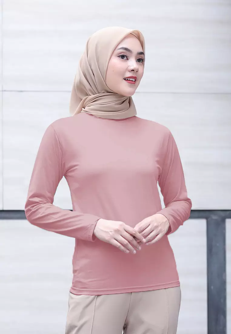 Cotton Bee - Manset Lengan Panjang Aneisha Inner Rayon - Coral Pink - XL 