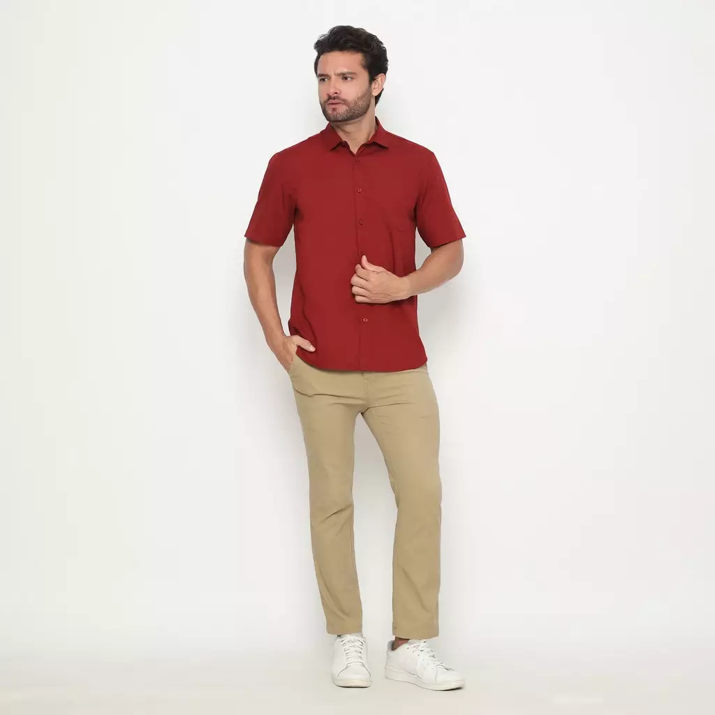AMK Kemeja Pria Lengan Pendek SHS AIDEN S/S MAROON