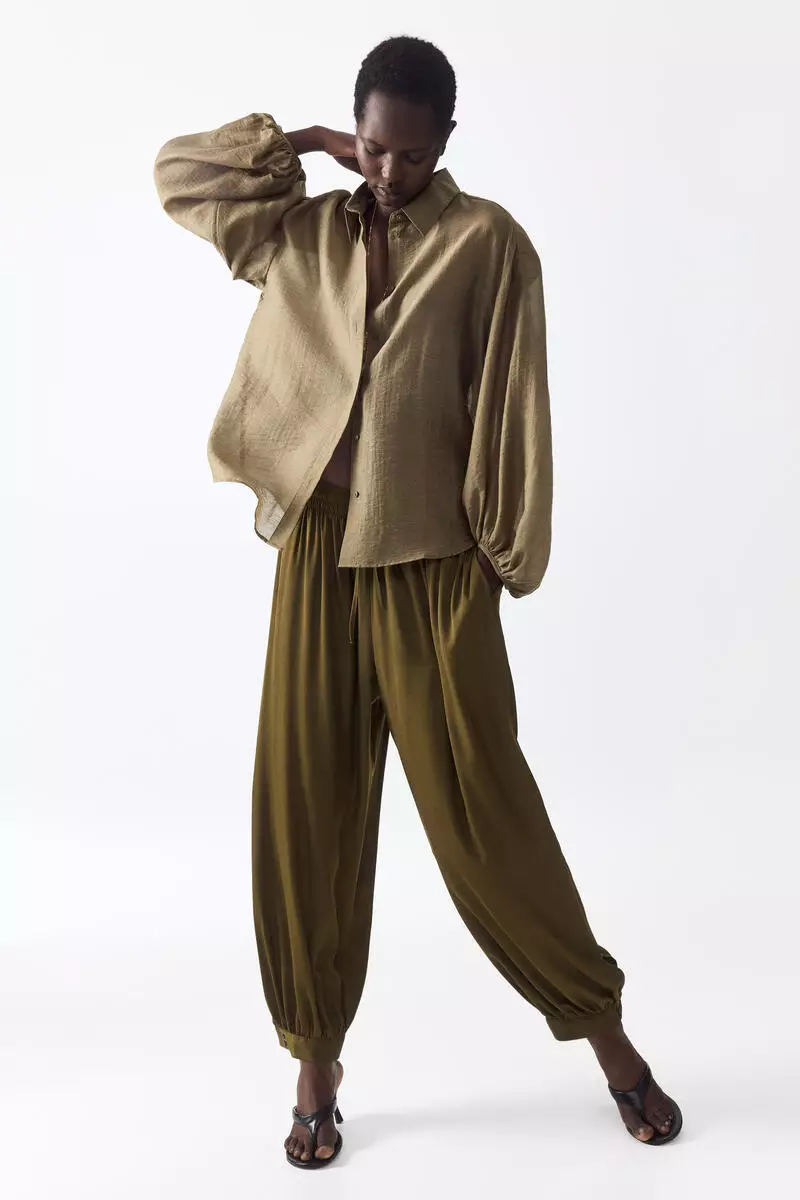 Linen-blend blouse