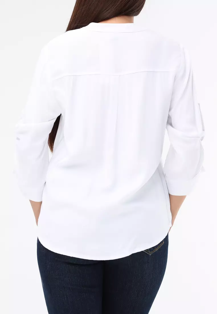 Plain Single Bold Twill 3/4 Blouse