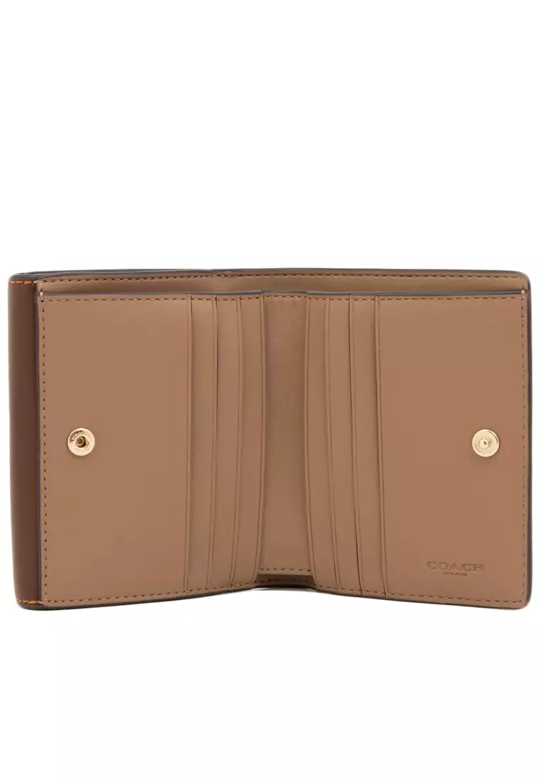 Eliza Small Wallet In Signature Canvas - Tan/Brown