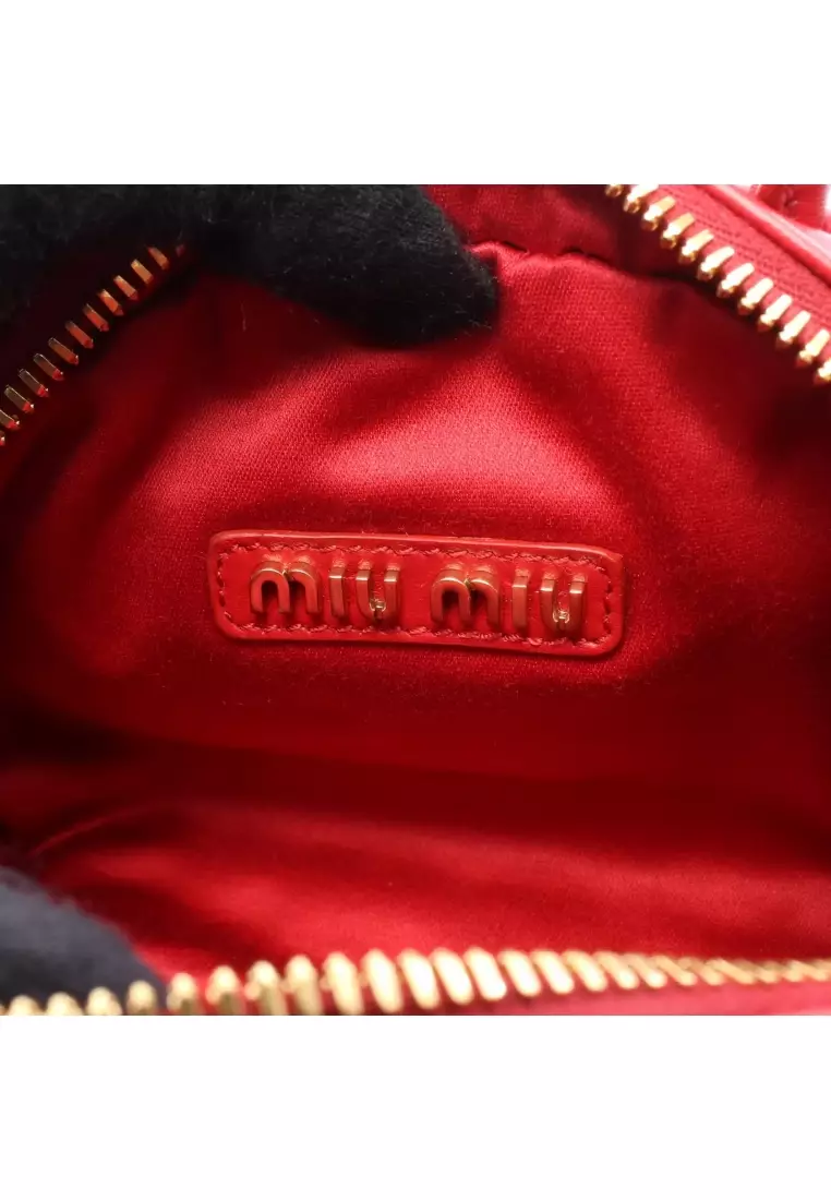Pre-Loved MIU MIU Handbag mini boston bag leather Red 2WAY