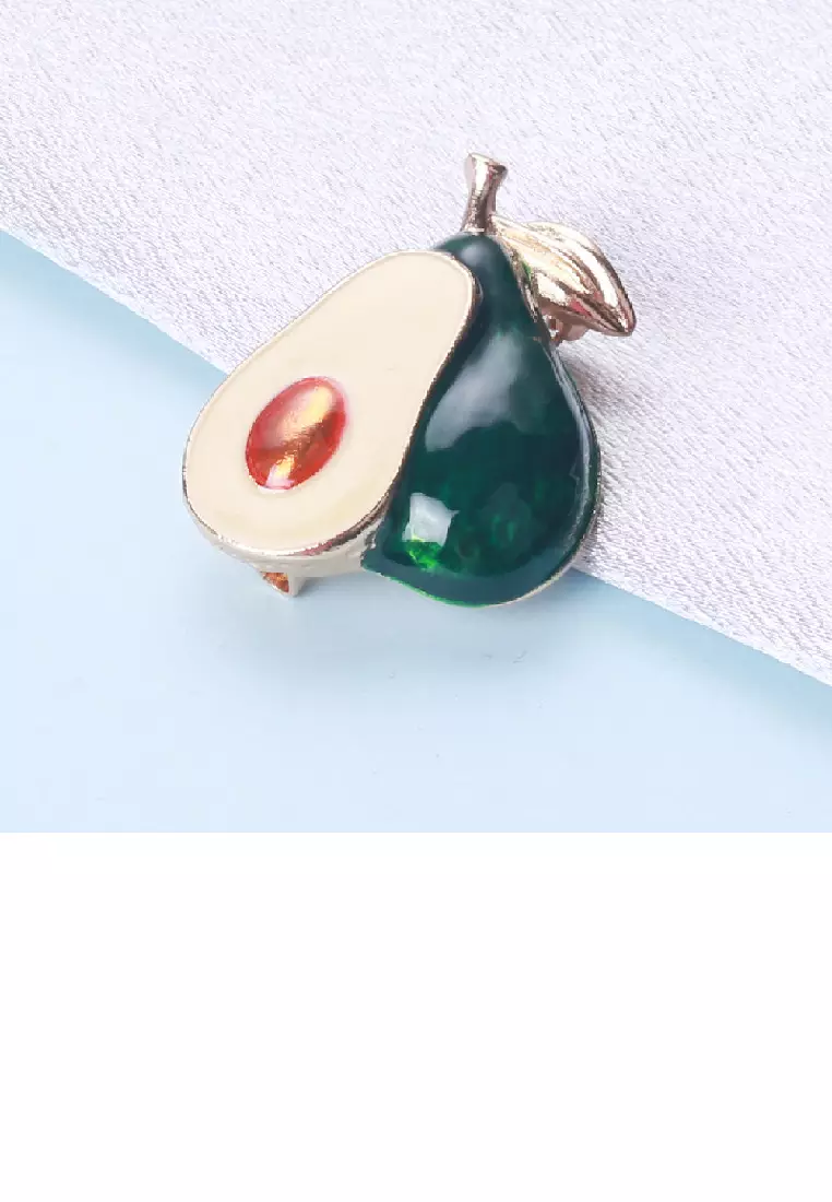 Buy Mooclife Simple and Sweet Plated Gold Enamel Avocado Brooch