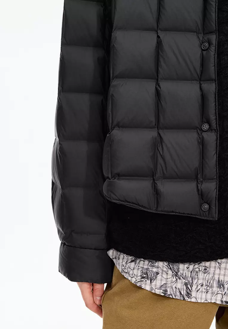 Blend 95% White Goose Down Direct-Fill Fabric Oversized Short Down Jacket
