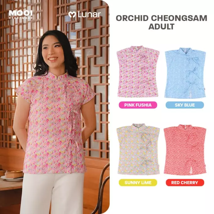 Mooi Atasan Dewasa Perempuan Lunar Collection Orchid Cheongsam Top Adult - Sunny Lime