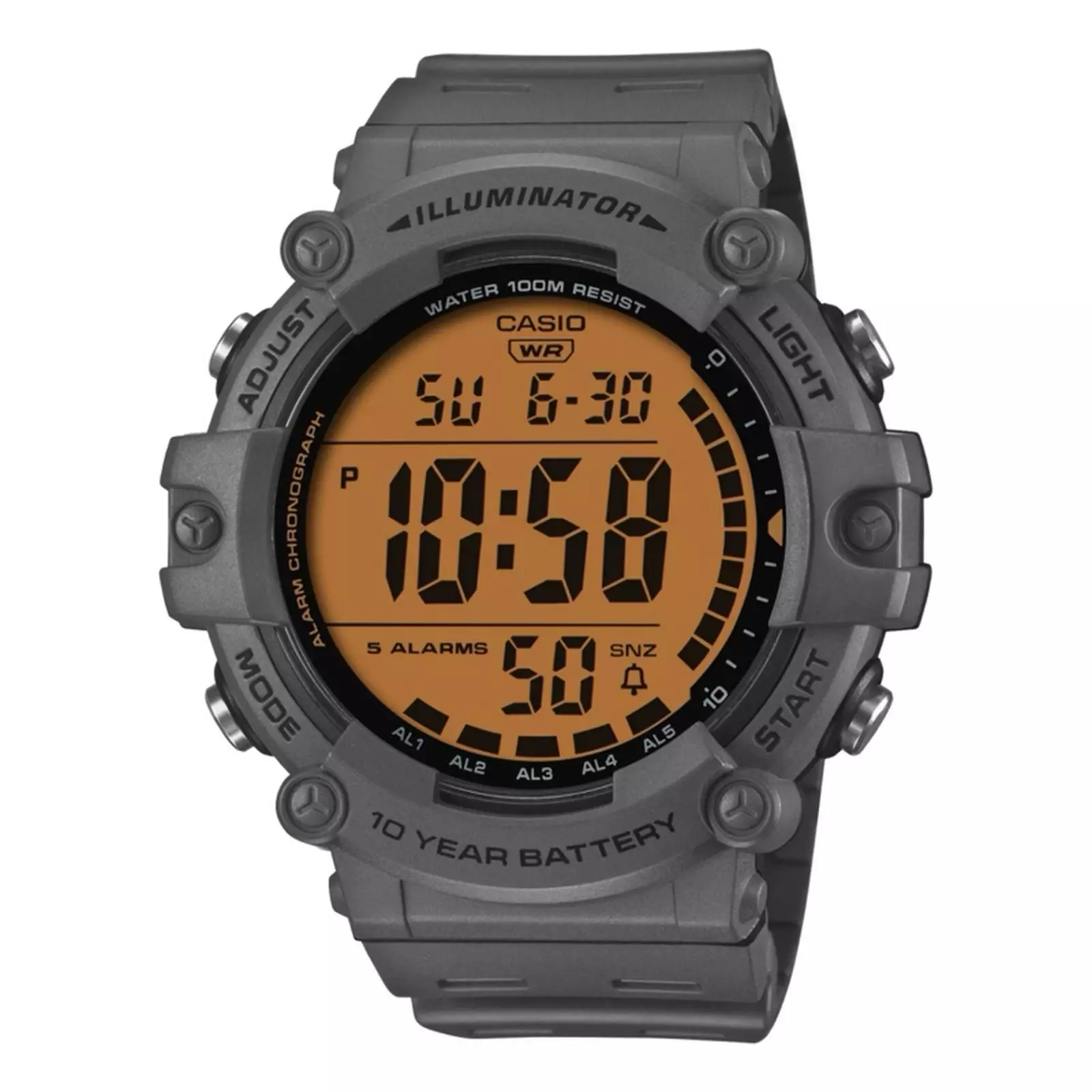 Casio AE-1500WHC-8AVDF Karet Abu Dasar Orange Cowok