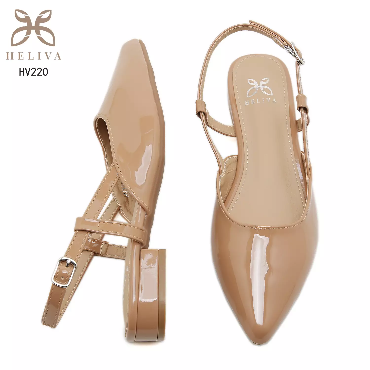 HELIVA LYSANDRA Slingback Flats 2cm Premium Pointed Toe Glossy Series HV220