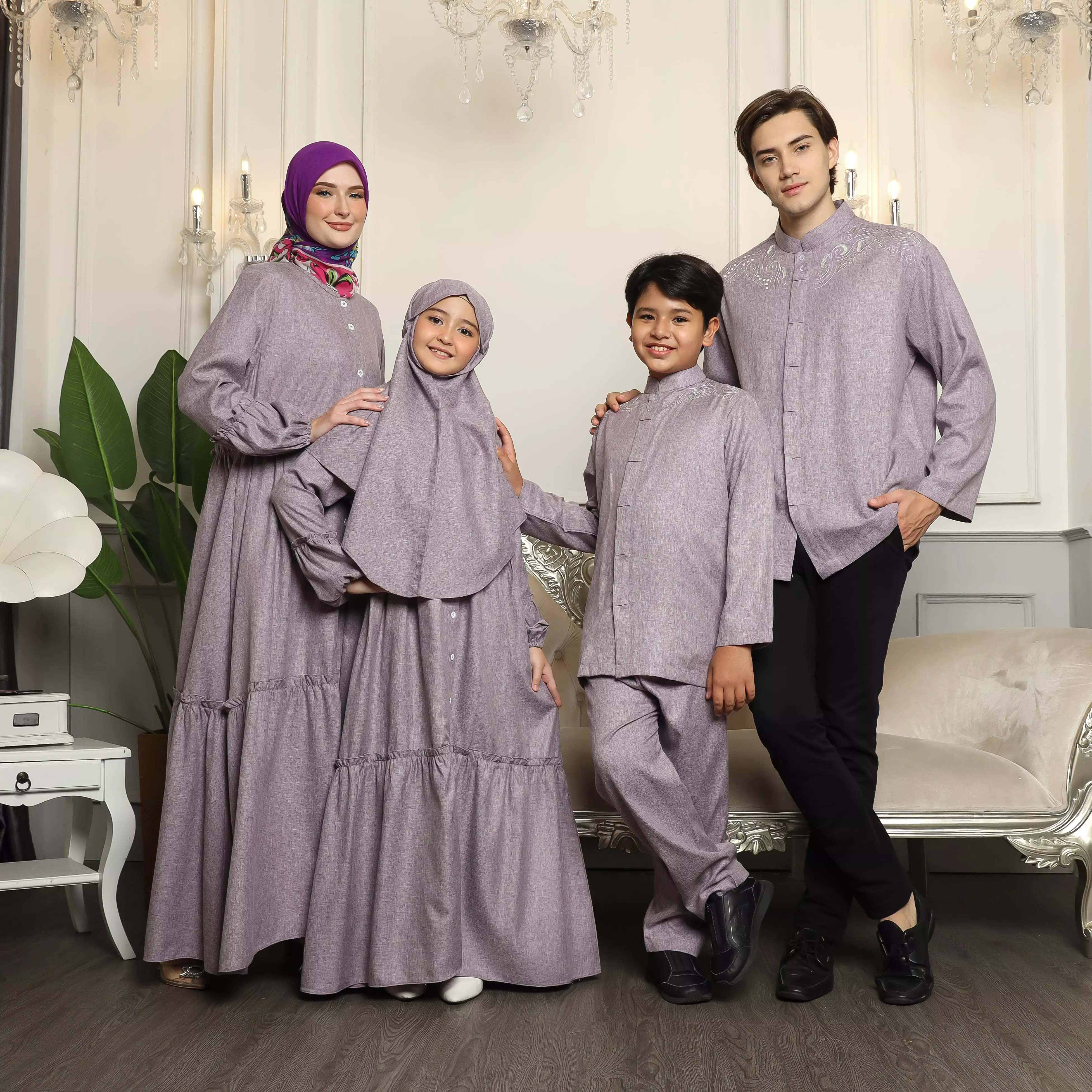 Baju Koko Anak Sarimbit KKA 39 Lilac Lengan Panjang