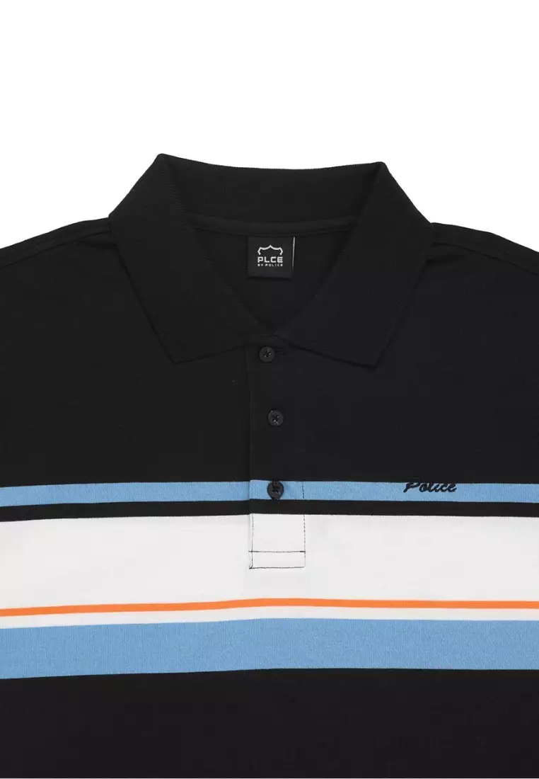 POLICE Polo Shirt Salur Bordir Cotton Premium Tebal Pria 553040