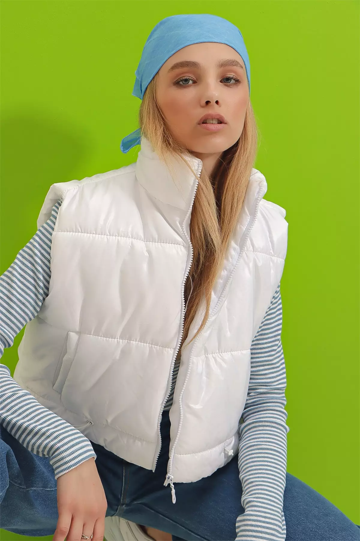 Buy Alacati Quilted Cropped Vest in White 2024 Online | ZALORA ...