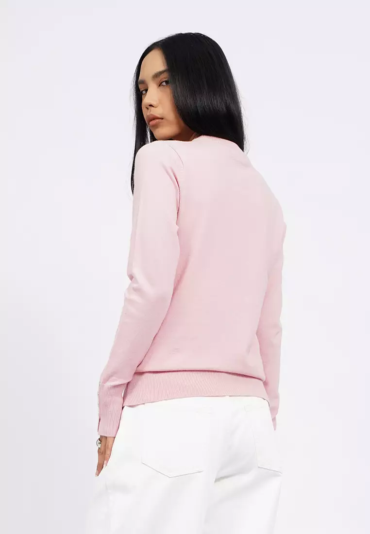Long Sleeve Knit Top with Button Details