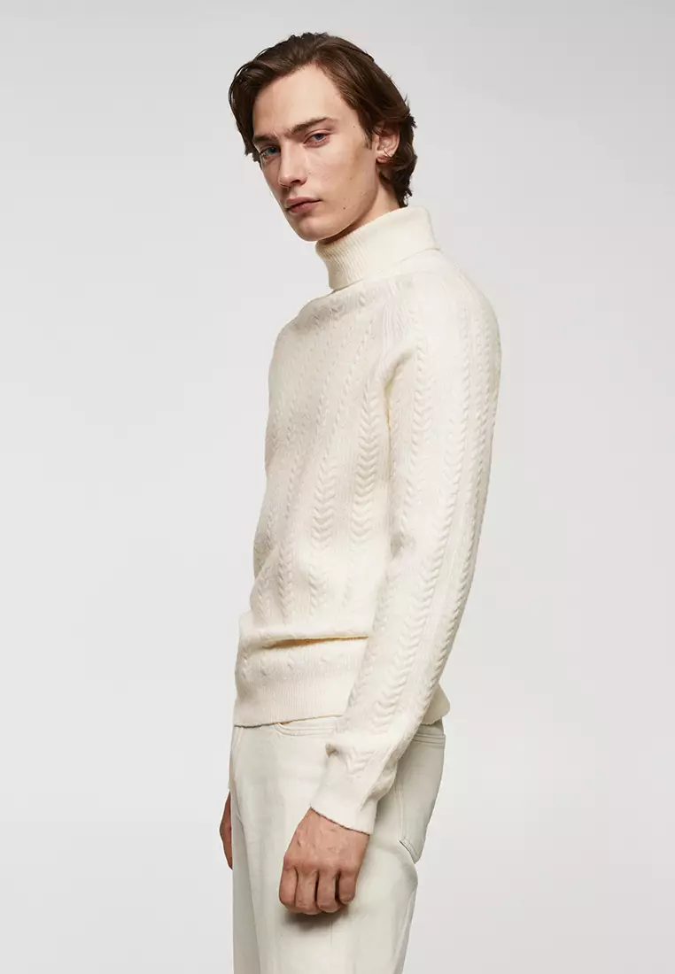 Mens ivory turtleneck sweater on sale
