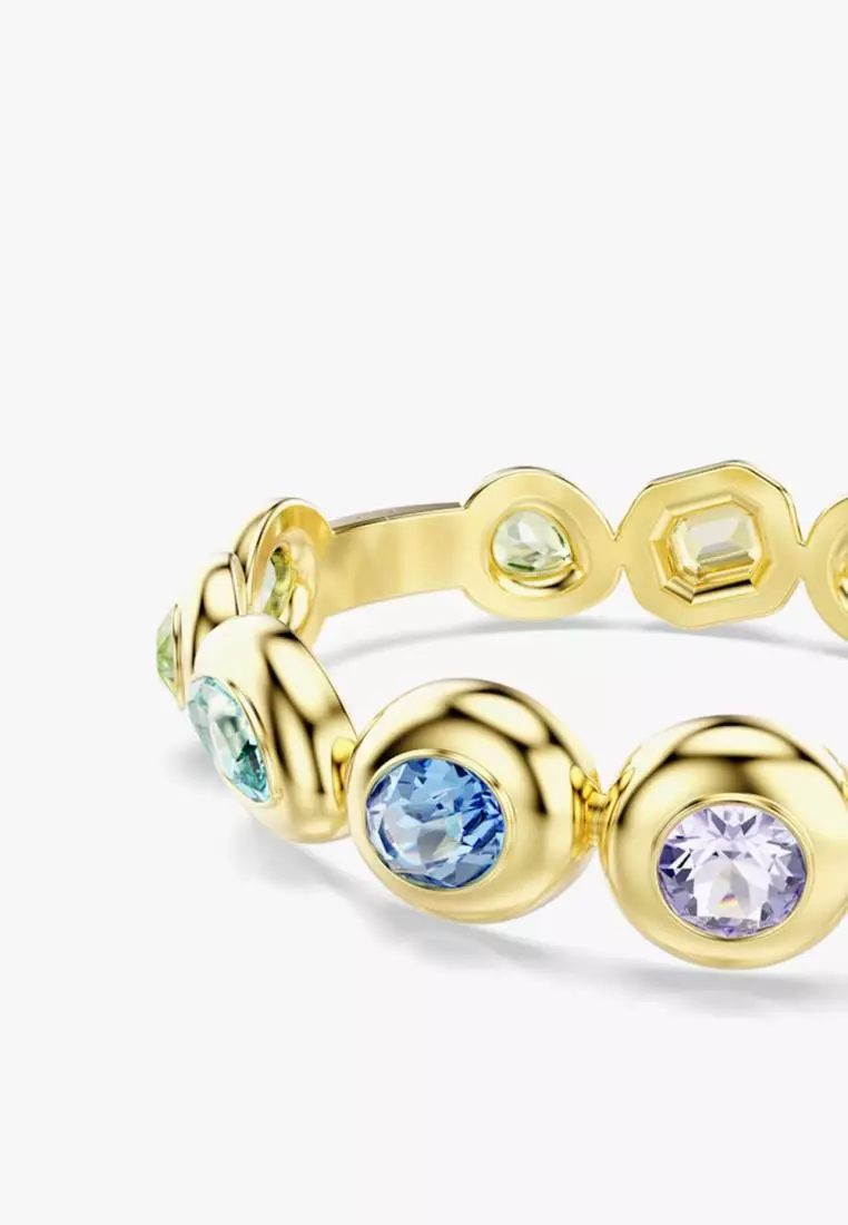 Gema bangle, Mixed cuts, Multicolored, Gold-tone plated