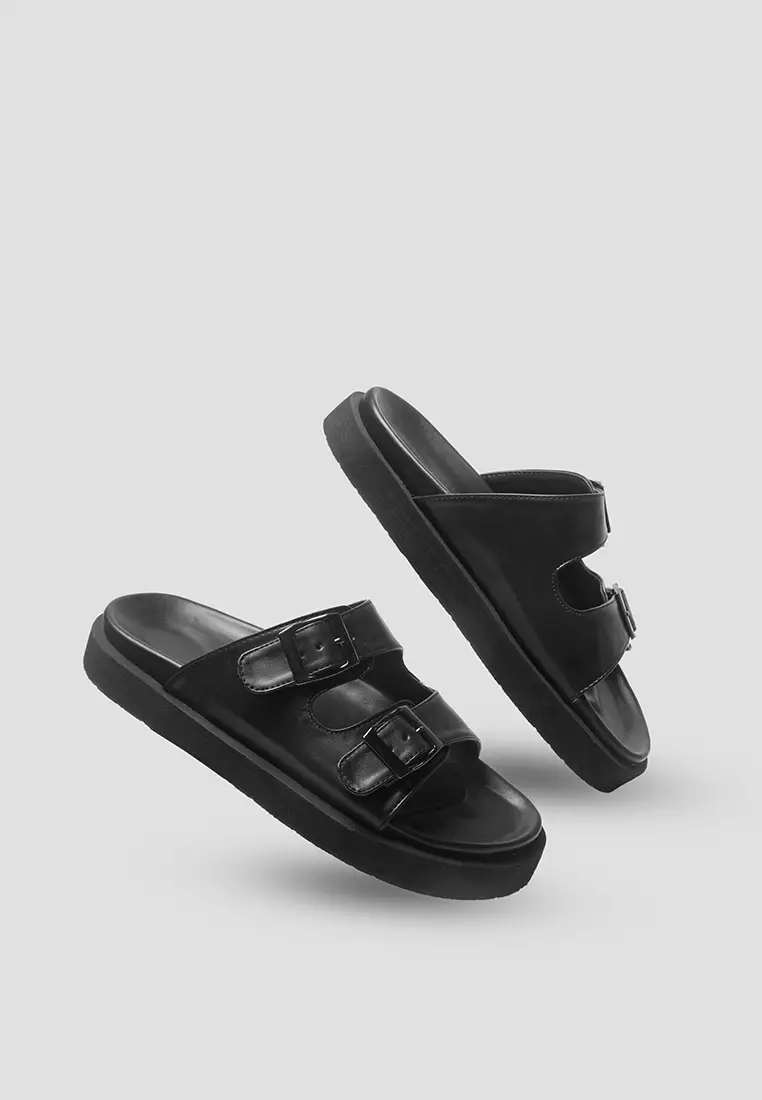 Benedetta Full Black Slide Sandals