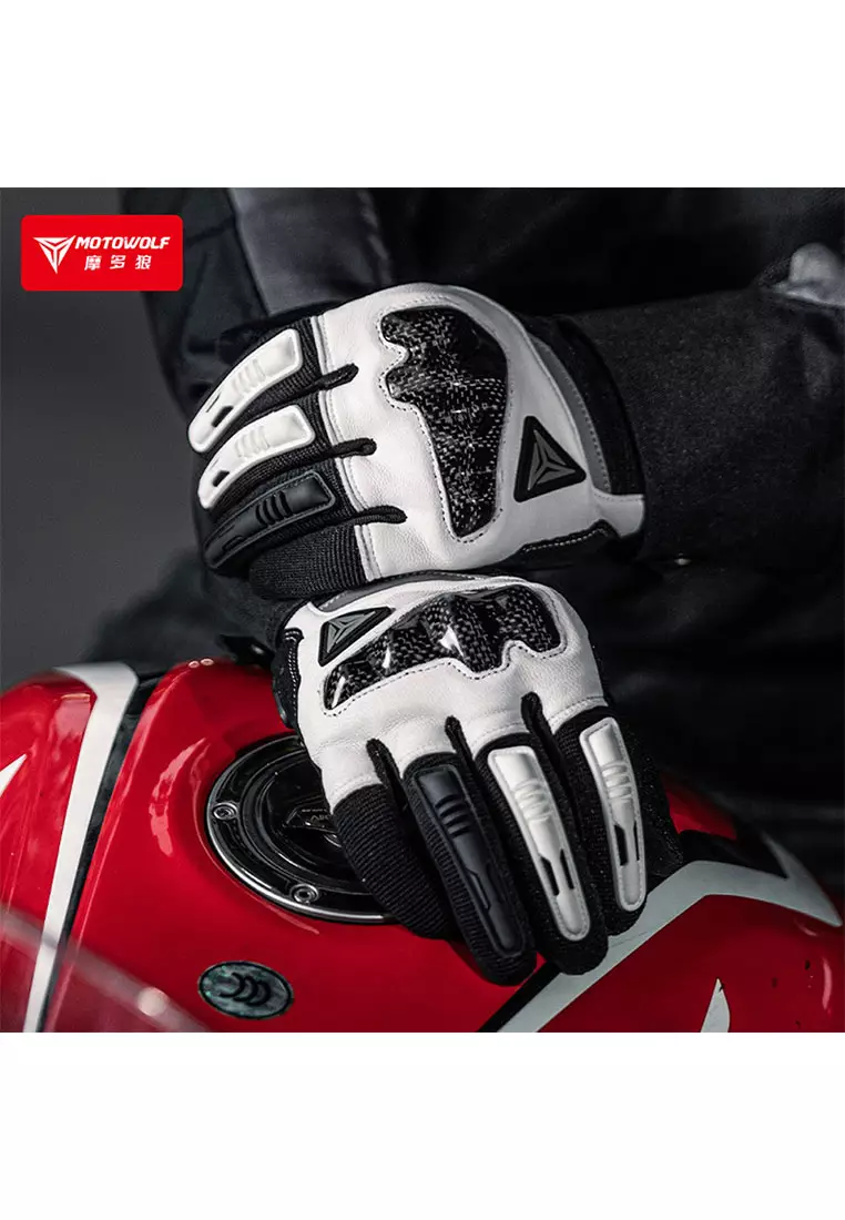 Motowolf MDL0333B Motorcycle Gloves  – White