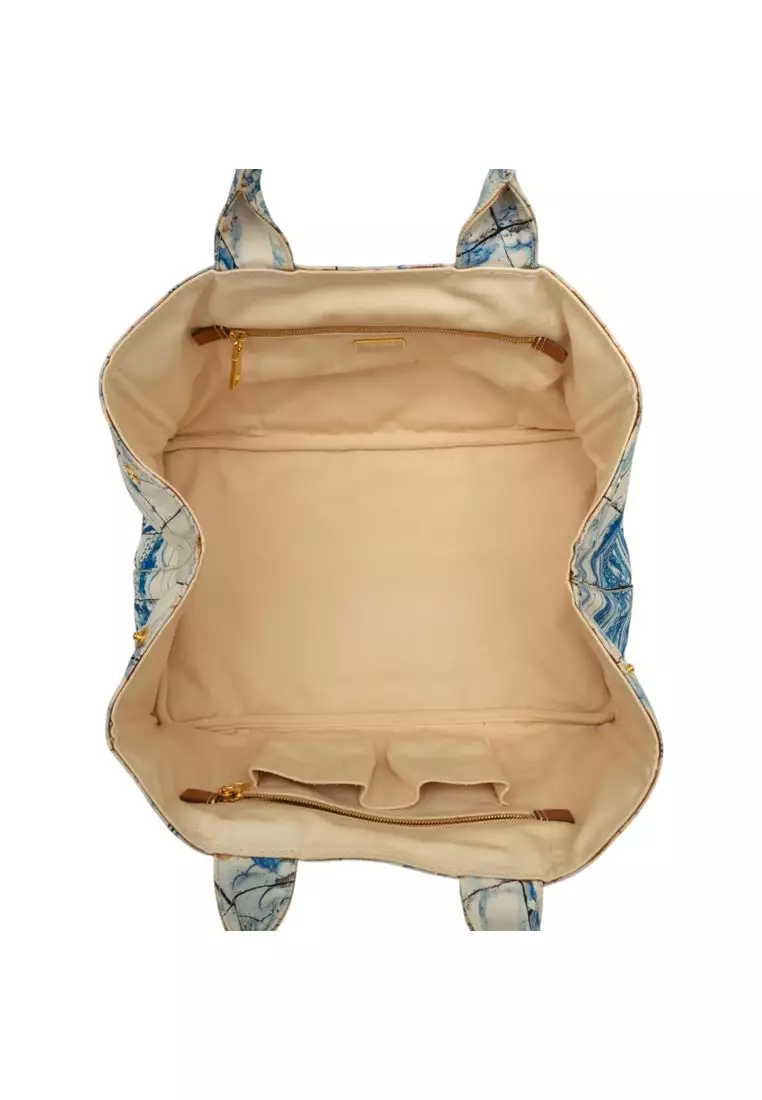 Pre-Loved Prada Large Canvas Canapa Azulejos Satchel