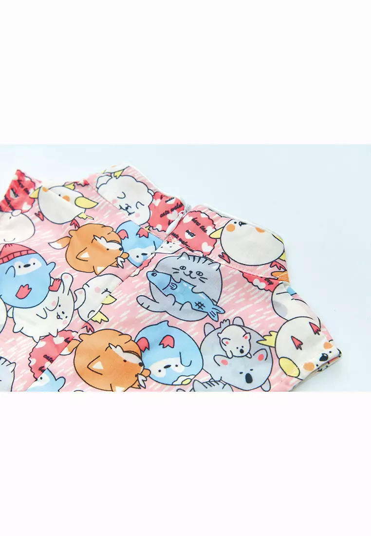Purrfect Family Paws Baby Kids Girl Sleeveless Pink Cats Voile Cheongsam Dress Family Wear 0814