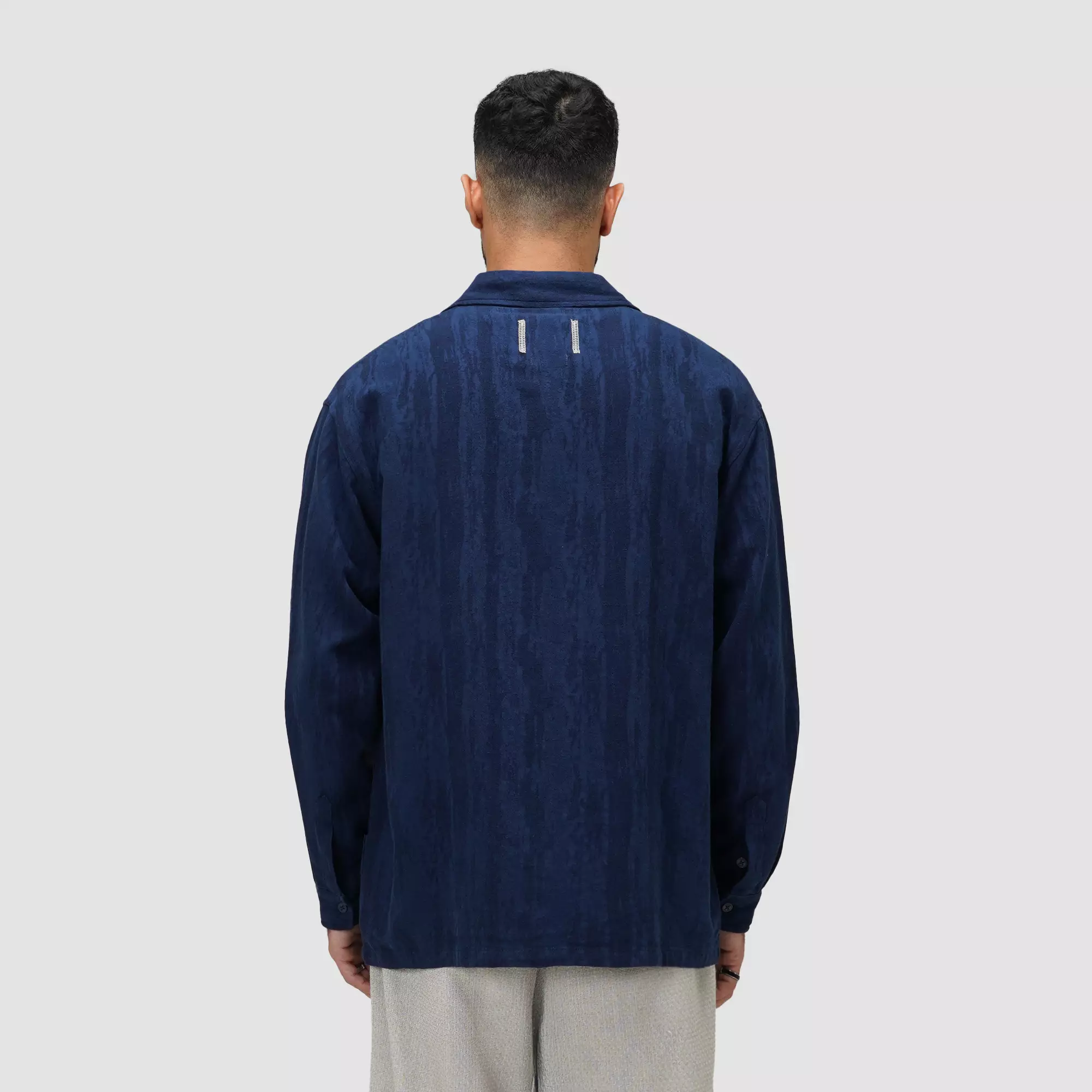 CELCIUS Boxy Button Up Jaquard Kemeja Lengan Panjang I31000487C Navy