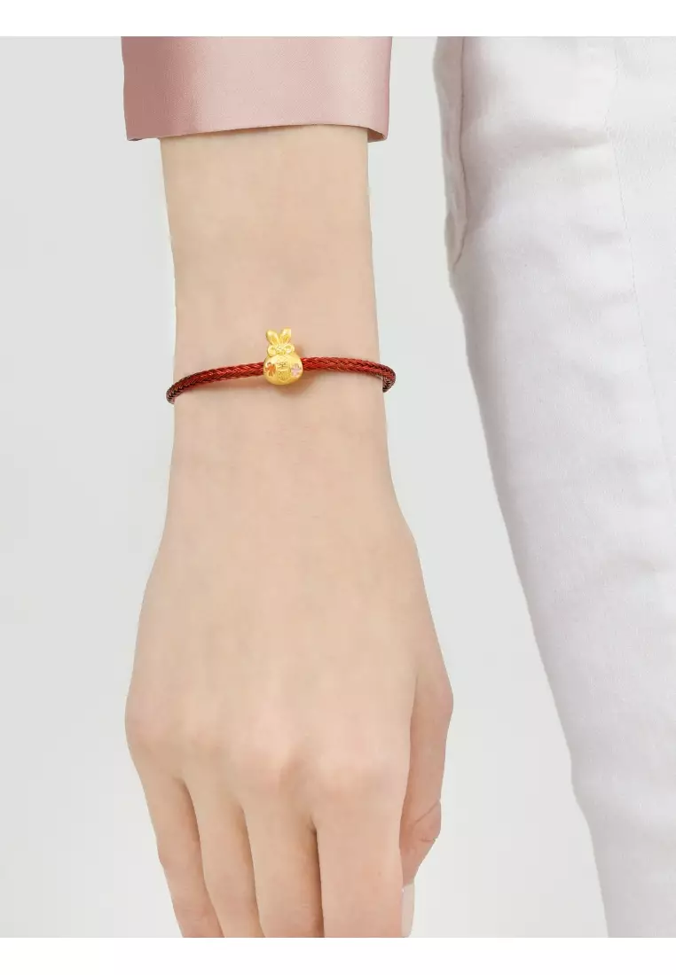 Cultural Blessings 999 24K Solid Gold Auspicious Rabbit Happiness Omamori Amulet Mini Charm Blessing 93824C (Bracelet not included)