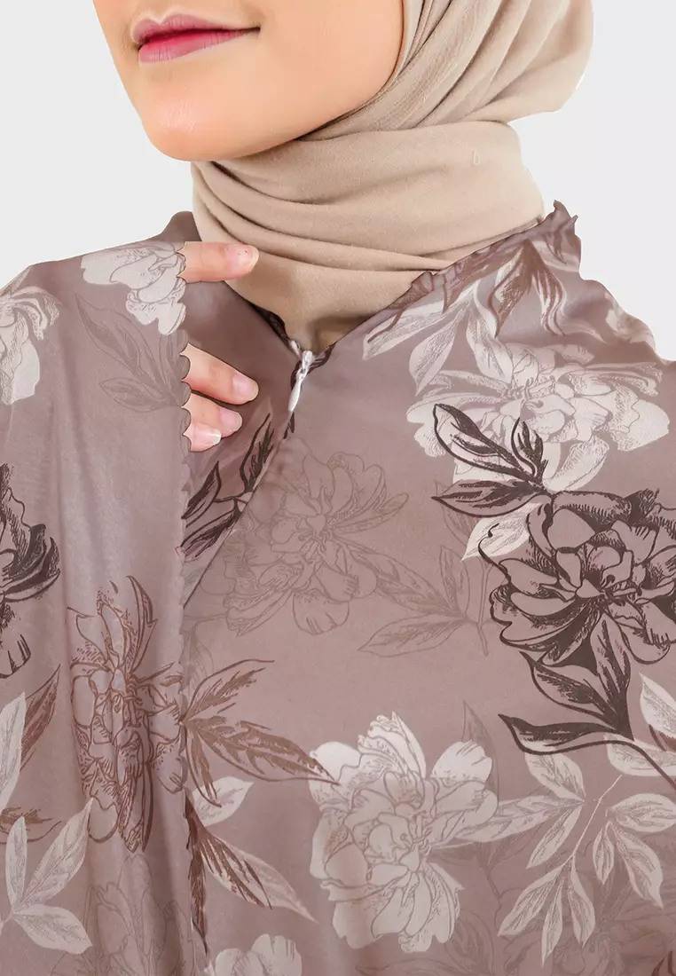 Kaffa Prayer Set | Mukena Silk Motif 2in1 - Toast Macchiato